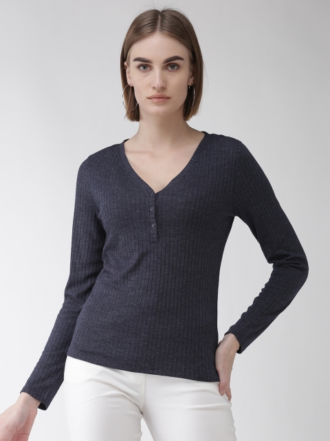 

Marks & Spencer Women Charcoal Grey Self-Striped Top