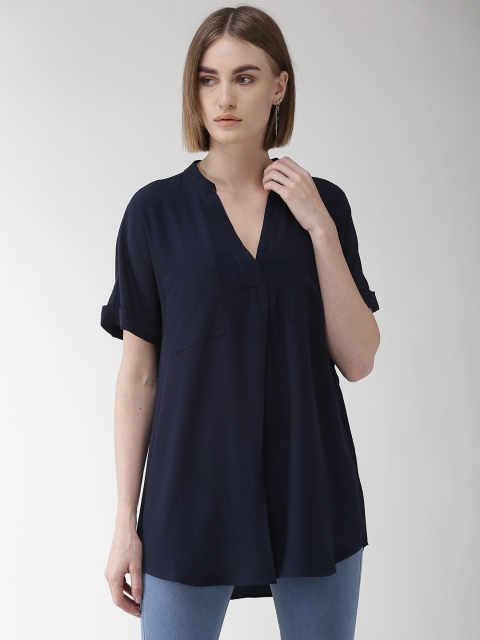 

Marks & Spencer Women Navy Blue Solid Shirt Style Top