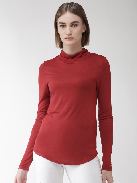 

Marks & Spencer Women Red Solid Turtle Neck T-shirt