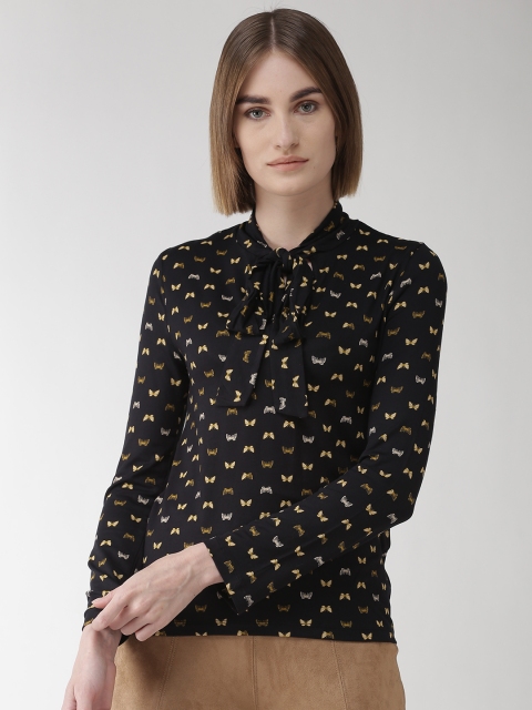 

Marks & Spencer Women Black & Yellow Printed Top