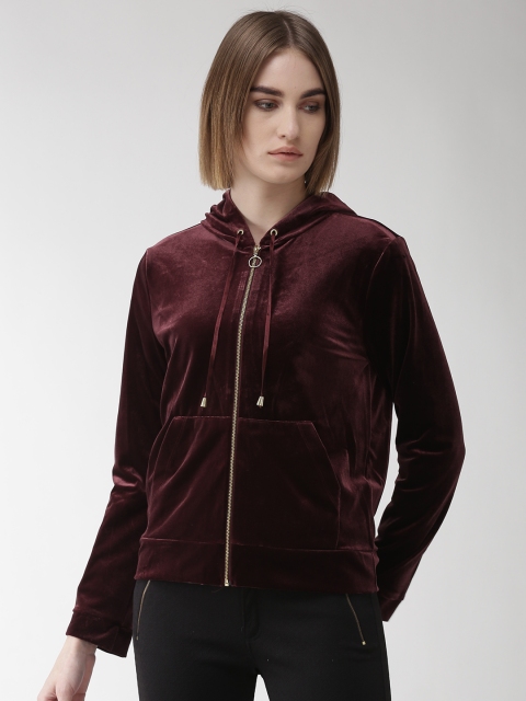

Marks & Spencer Women Burgundy Solid Velvet Finish Tailored Jacket