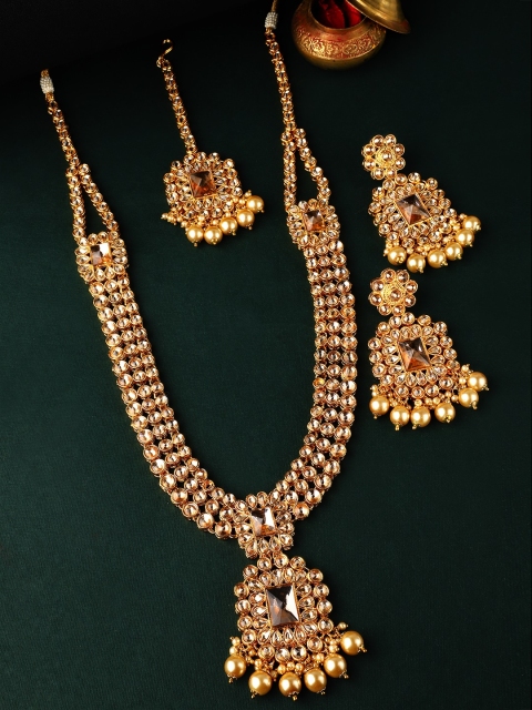 

Rubans Gold-Plated Handcrafted Kundan Studded Statement Jewellery Set