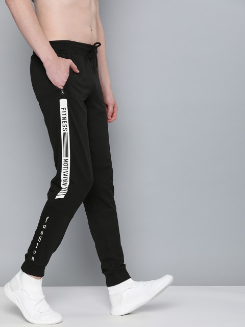 

HERE&NOW Men Black Solid Slim Fit Joggers With Print Detail