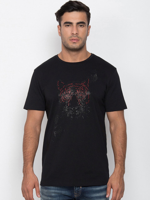 

Antony Morato Men Black Printed Round Neck T-shirt