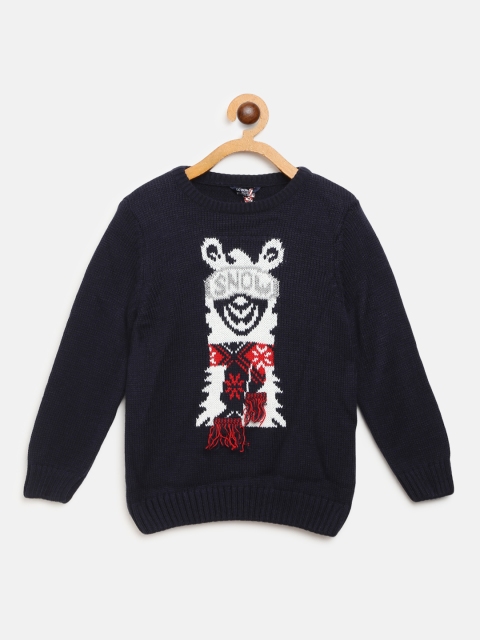 

LC Waikiki Boys Navy Blue Self Design Pullover Sweater