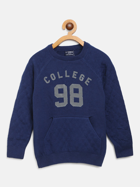 

LC Waikiki Boys Navy Blue Printed Pullover Sweater