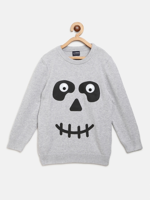 

LC Waikiki Boys Grey Melange Printed Pullover Sweater