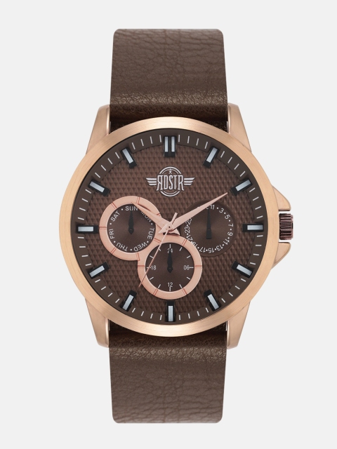 

The Roadster Lifestyle Co Men Brown Leather Analogue Watch SWM-RD2-B