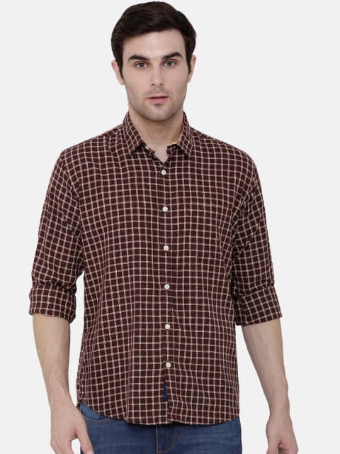 

CAVALLO by Linen Club Men Cotton Linen Brown Regular Fit Checked Sustainable Casual Shirt
