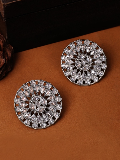 

Rubans Silver-Toned & White Classic Studs