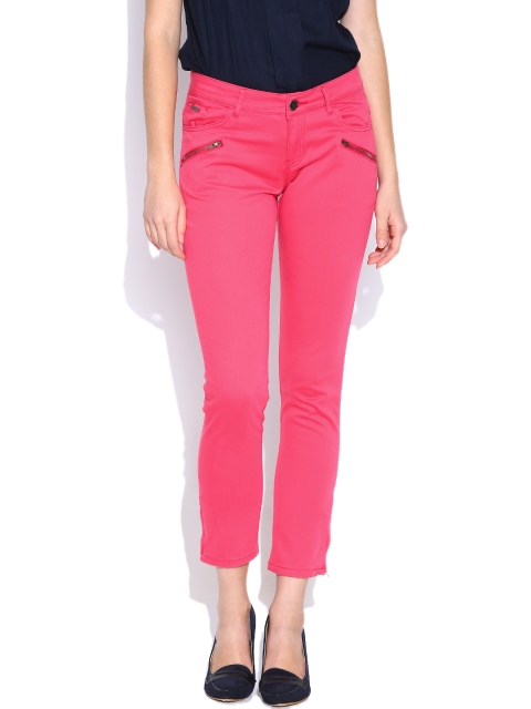 

American Swan Pink Slim Ankle-Length Casual Trousers