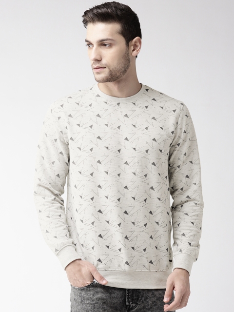 

Richlook Men Grey Melange & Navy Blue Printed Sweatshirt