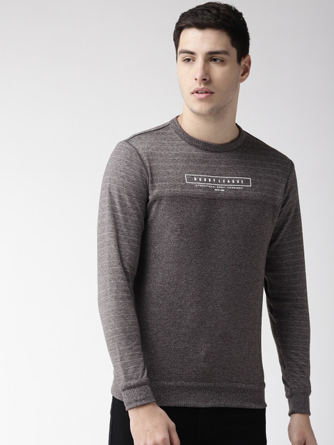 

Richlook Men Charcoal Grey Self Design Sweatshirt