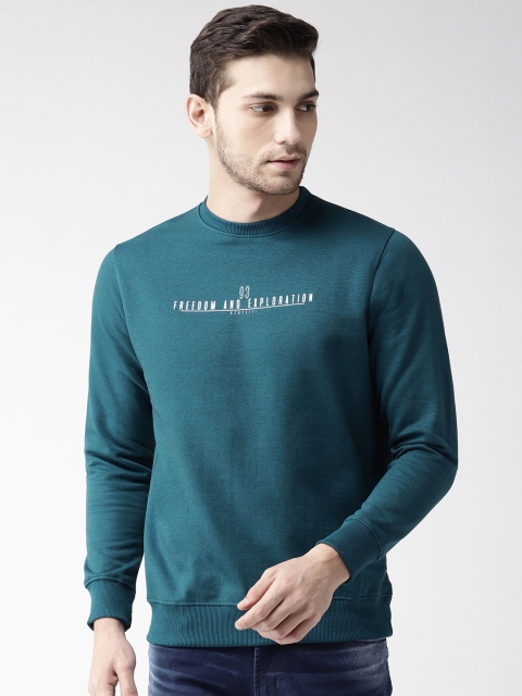 

Richlook Men Teal Blue Printed Sweatshirt