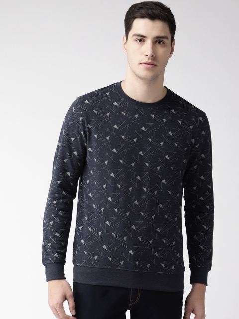 

Richlook Men Navy Blue & Grey Printed Sweatshirt