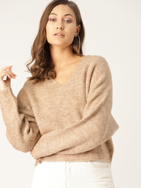 

MANGO Women Beige Solid Sweater