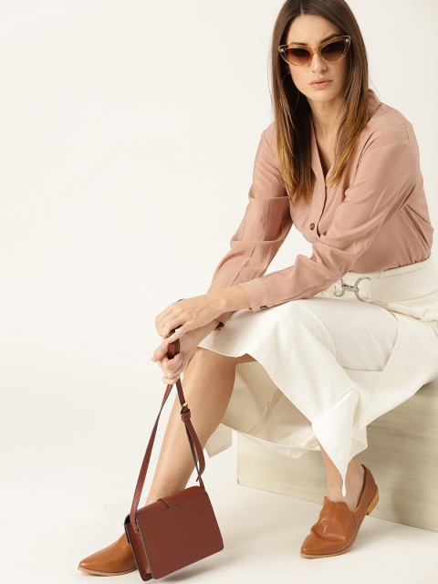 

MANGO Women Beige Regular Fit Solid Casual Shirt