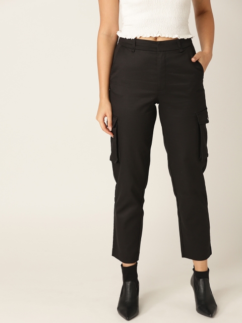 

MANGO Women Black Regular Fit Solid Cropped Cargos
