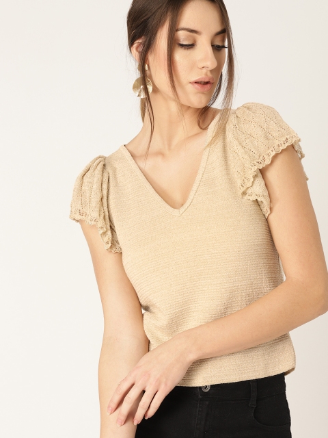 

MANGO Women Beige Solid Sweater