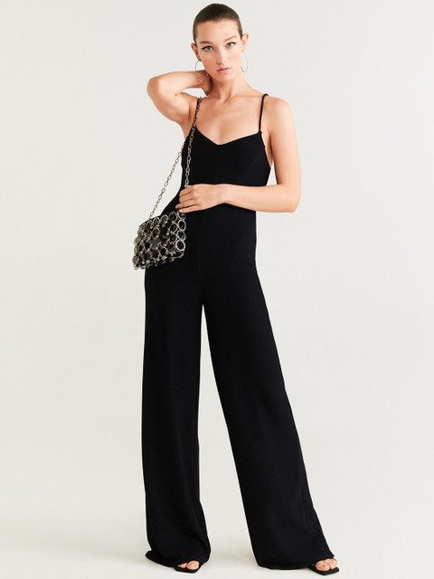

MANGO Women Black Solid Basic Jumpsuit