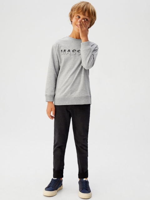 

Mango Kids Boys Grey Melange Solid Sweatshirt