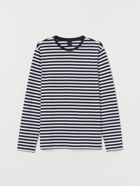 

H&M Men White Striped Top