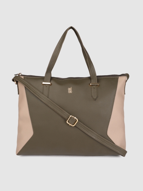 

Baggit Olive Green & Beige Colourblocked Handheld Bag