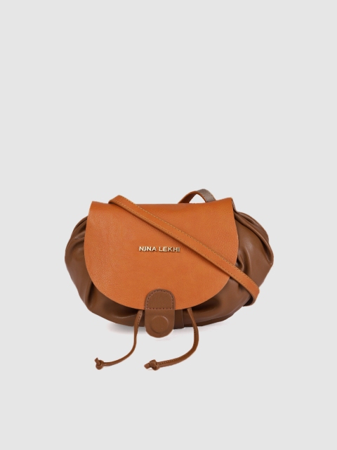 

Baggit Tan Brown & Orange Colourblocked Sling Bag