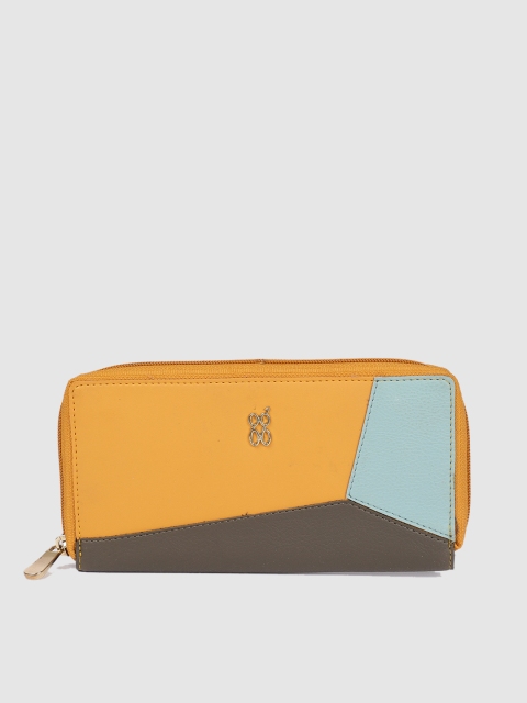 

Baggit Women Yellow & Grey Colourblocked Zip Around Wallet