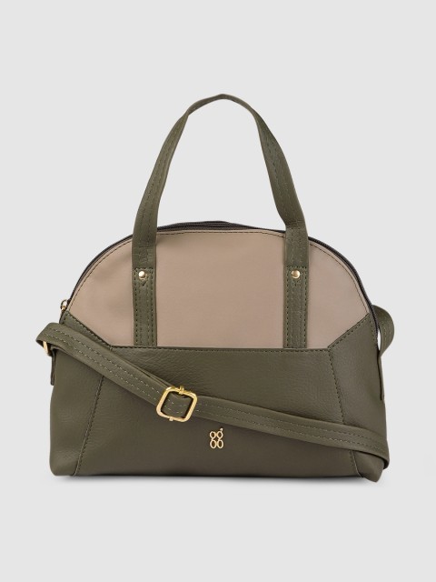 

Baggit Olive Green & Beige Colourblocked Handheld Bag