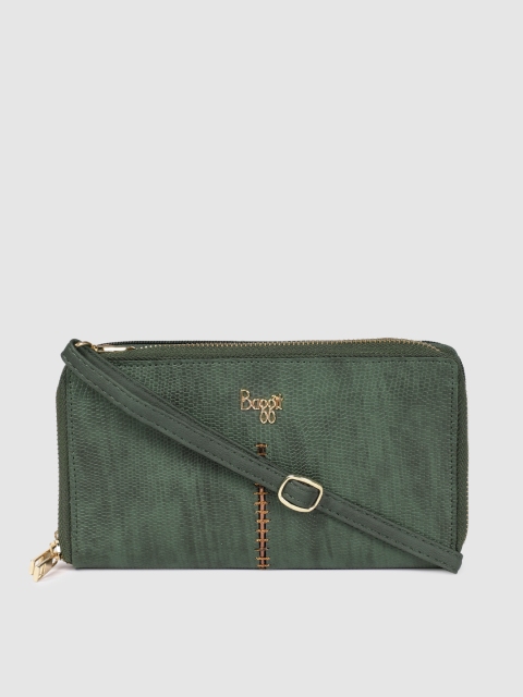 

Baggit Women Olive Green Textured Zip Around Wallet