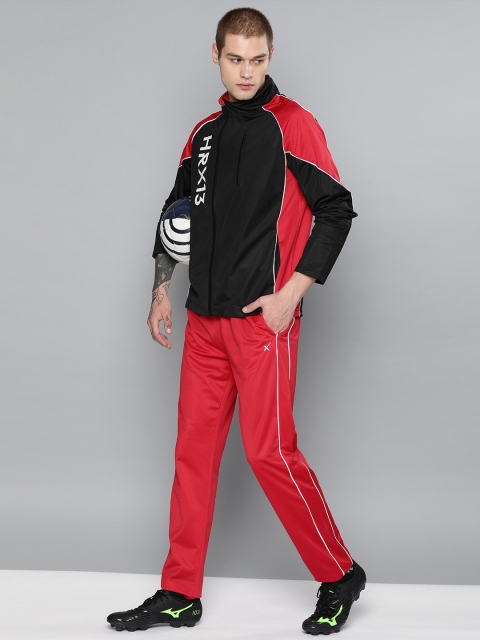 

HRX by Hrithik Roshan Men Red & Black Solid Football Tracksuit