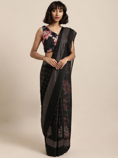 

Tikhi Imli Black Checked Poly Crepe Saree