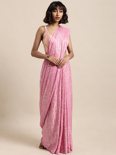 

Tikhi Imli Pink Embellished Poly Crepe Saree