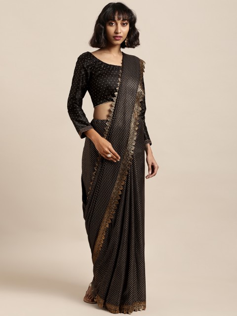 

Tikhi Imli Black Woven Design Poly Crepe Saree