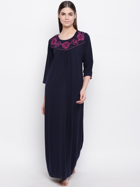 

Sweet Dreams Navy Blue Solid Nightdress