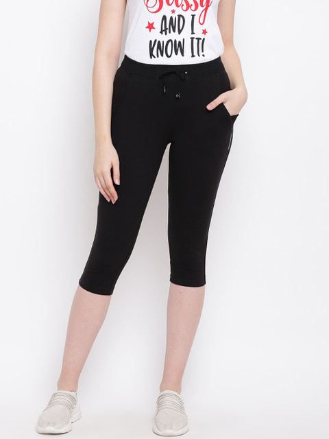 

Sweet Dreams Women Black Solid Regular Fit Capris