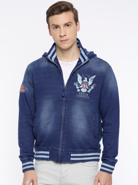 

U.S. Polo Assn. Denim Co. Men Blue Faded Hooded Sweatshirt