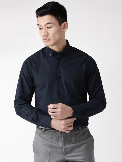

Chkokko Men Navy Blue Slim Fit Solid Formal Shirt