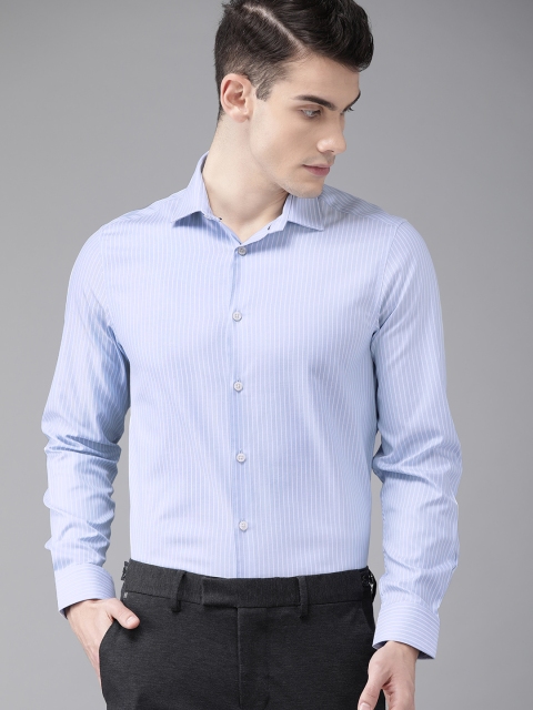 

THE BEAR HOUSE Men Blue & White Slim Fit Striped Smart Casual Shirt