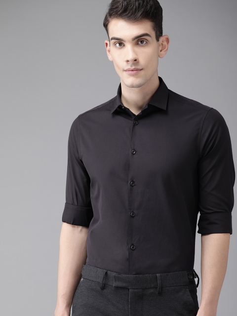 

THE BEAR HOUSE Men Black Slim Fit Solid Formal Shirt