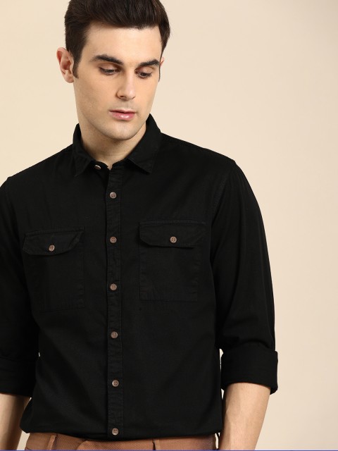

ether Men Black Regular Fit Solid Casual Shirt