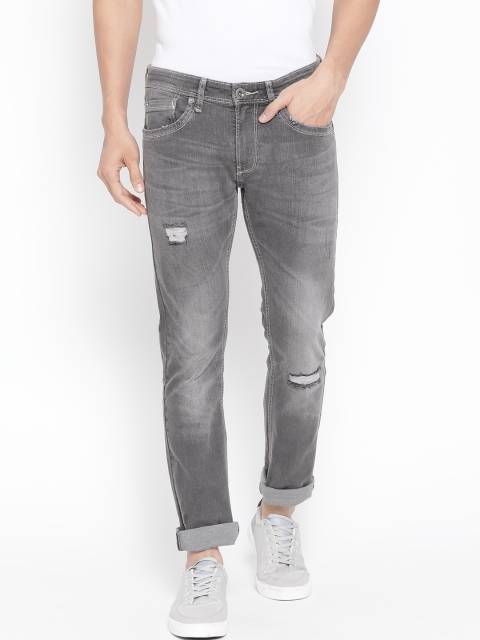 

Pepe Jeans Men Charcoal Grey Vapour Fit Low-Rise Low Distress Stretchable Jeans