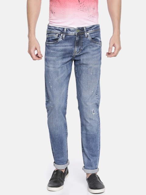 

Pepe Jeans Men Blue Slim Fit Mid-Rise Mildly Distressed Stretchable Jeans