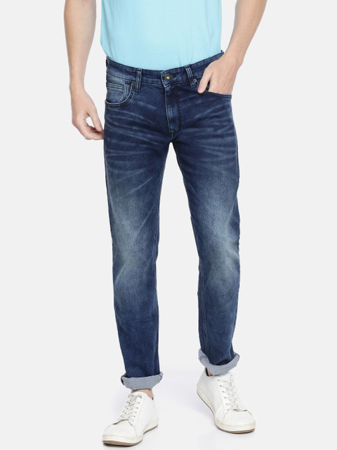 

Pepe Jeans Men Blue Beat Angus Vapour Slim Fit Low-Rise Clean Look Stretchable Jeans