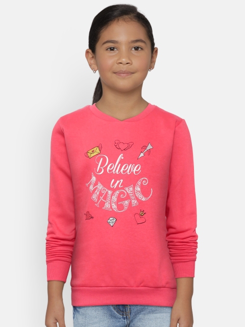 

Gini and Jony Girls Coral Pink Printed Sweatshirt