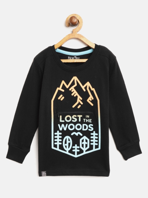 

Palm Tree Boys Black Printed Round Neck Pure Cotton T-shirt