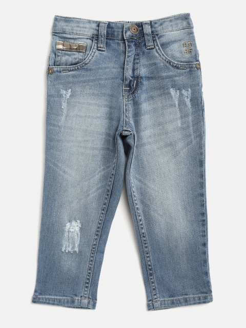 

Palm Tree Boys Blue Washed Regular Fit Mid-Rise Low Distress Stretchable Jeans