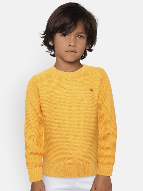 

Gini and Jony Boys Yellow Self-Striped Pullover Sweater