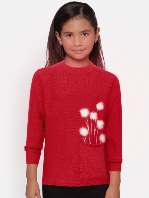 

Gini and Jony Girls Red Solid Pullover Sweater